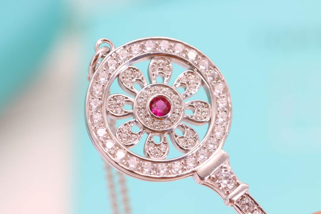 Tiffany & Co. Tiffany&Co. 红钻太阳花钥匙项链 925纯银