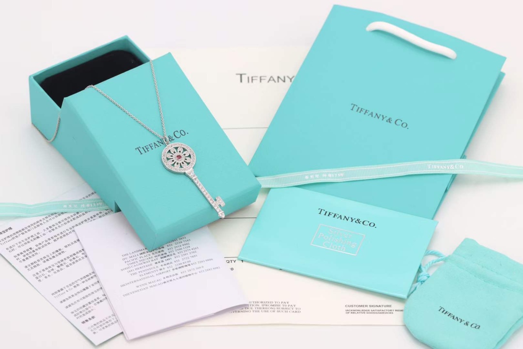 Tiffany & Co. Tiffany&Co. 红钻太阳花钥匙项链 925纯银