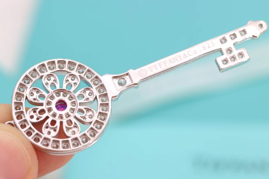Tiffany & Co. Tiffany&Co. 红钻太阳花钥匙项链 925纯银