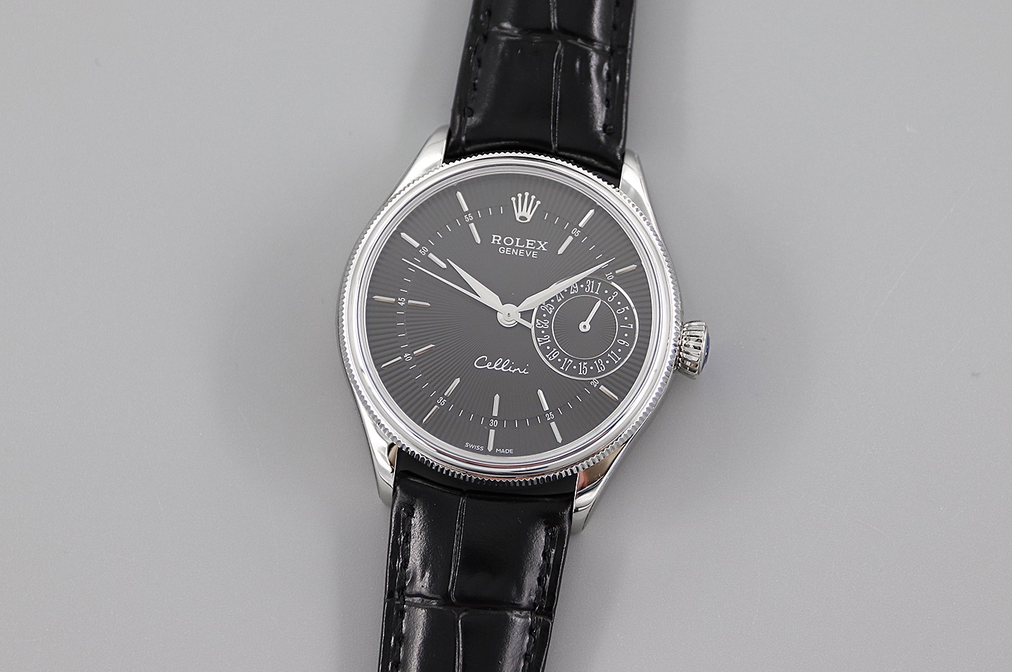 Rolex Cellini Watch Blue Cowhide