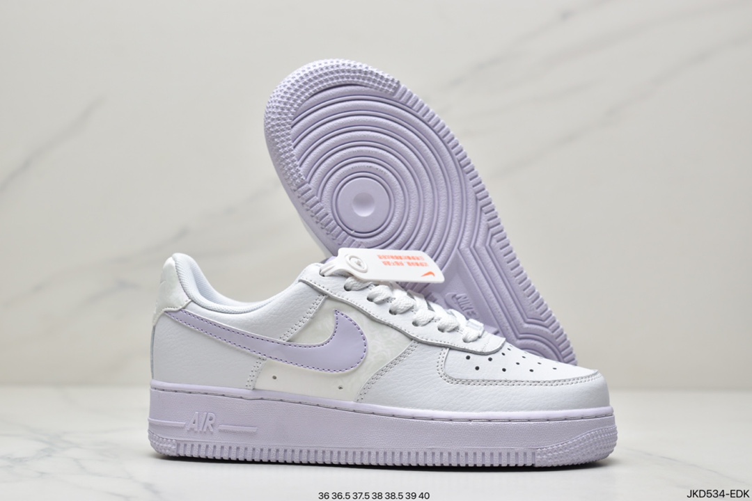 160 公司级Nike Air Force 1 Low 淡葡萄紫 空军一号低帮百搭休闲运动板鞋 CU3449-100