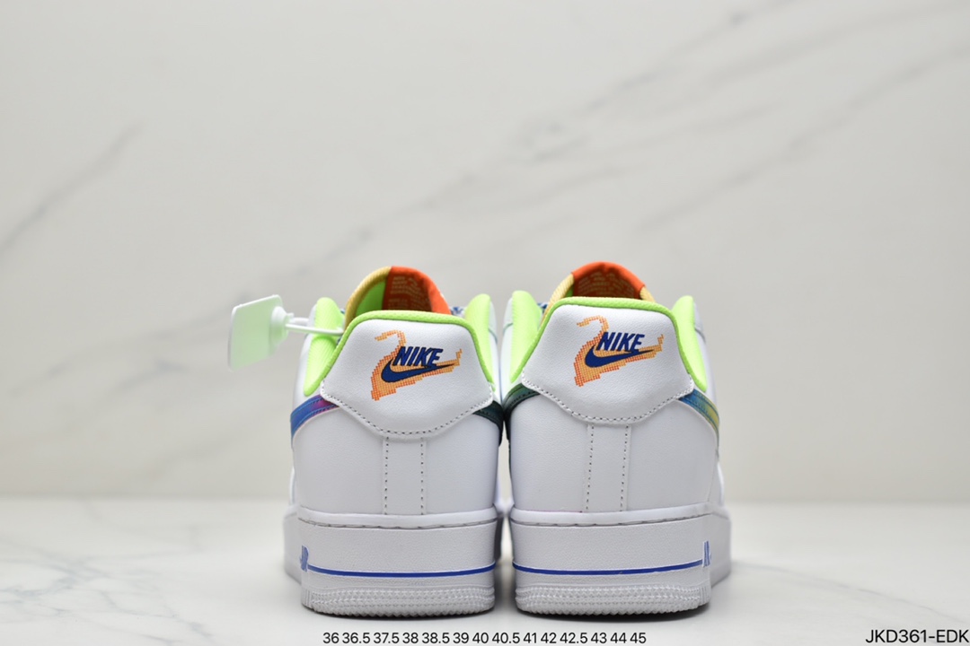 160 公司级Nike Air Force 1 Low（GS）白绿蓝 空军一号板鞋 DQ7767-100