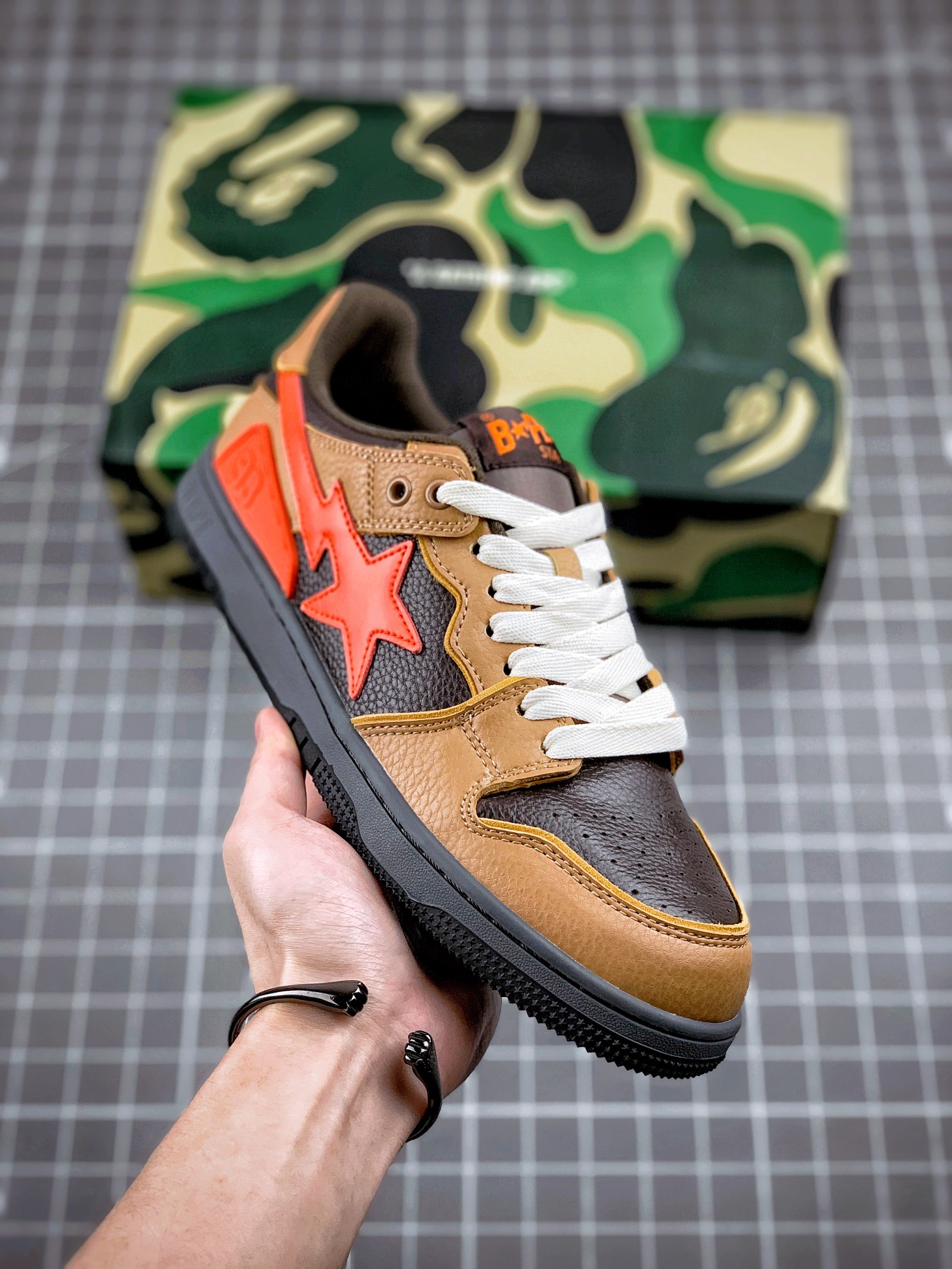 Zapatos de skate deportivos informales de caña baja BAPE Sk8 Sta Low SK8 "centeno naranja" # Versión de desar…