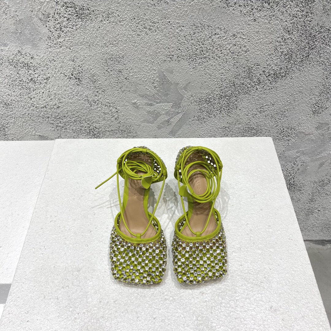 Escarpins Bottega Veneta en mesh, strass, à brides, vert pomme