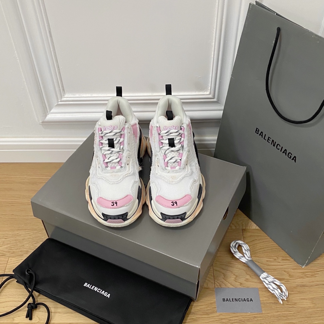 Balenciaga blanco y rosa · Balenciaga 2022ss nuevo nuevo color trile s Zapatillas estilo bricolaje zapatos viejos para …