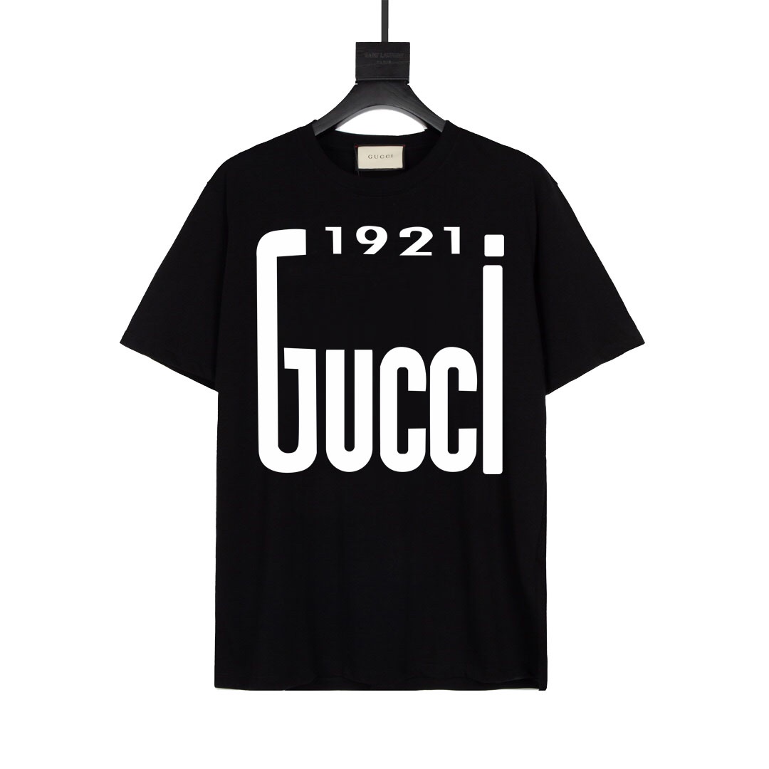 Camiseta de manga corta de Gucci con letras impresas del 100 aniversario. Serie limitada pesada del 100 aniversario de …
