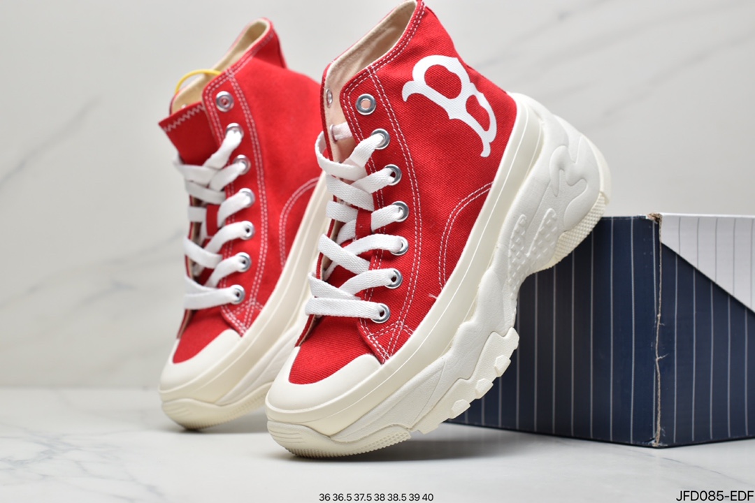 Boston Red Boston Red Sox Limited x MLB Big Ball Chunky Canvas Low Retro Thick Sole Dad Style Low Top All-match Casual Sports Jogging Shoes 32SHU1111