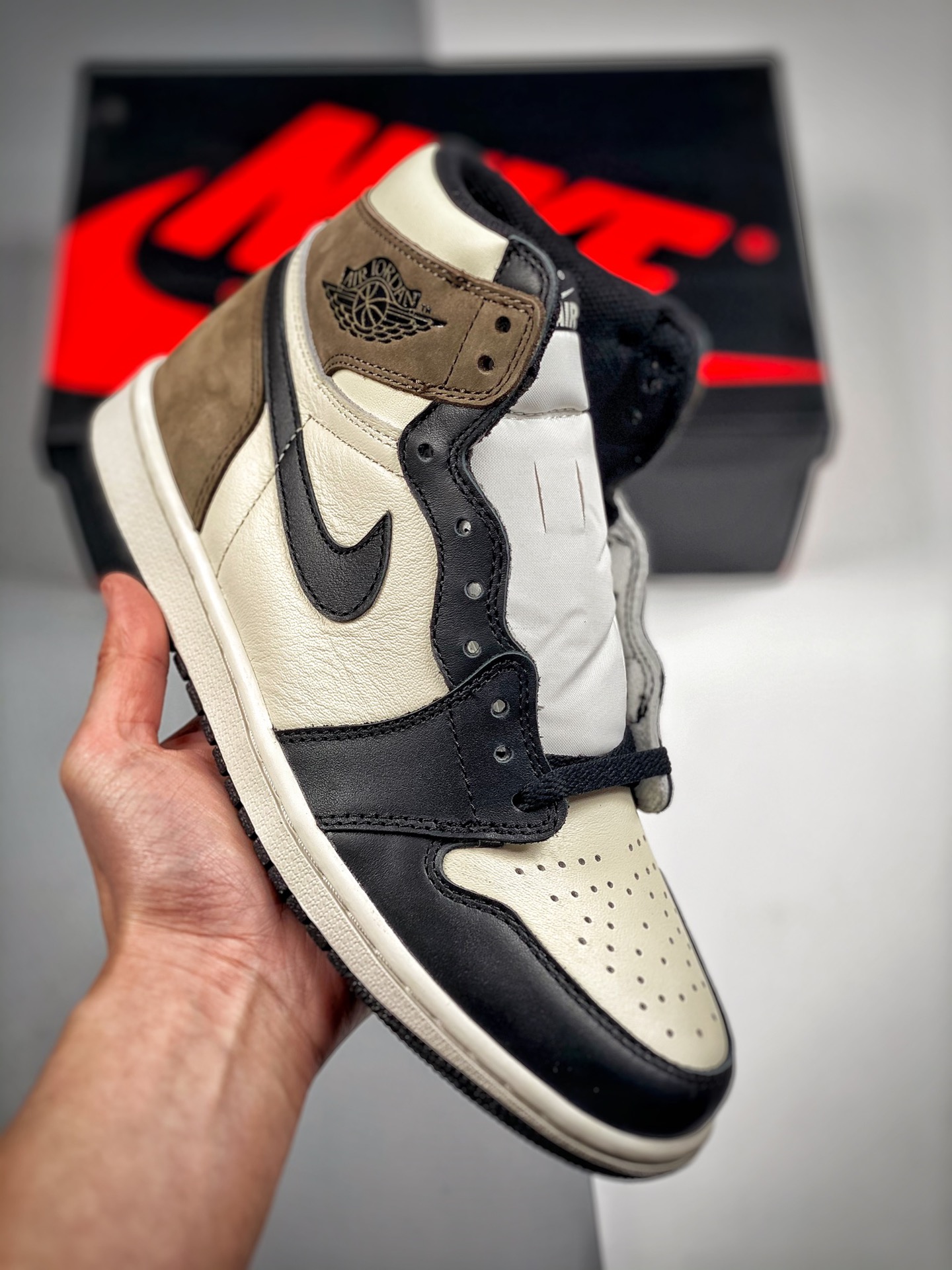 Air Jordan 1 “Obsidian” negro/moca, producción original de fábrica grande, el techo de calidad en el mismo rango de pre…