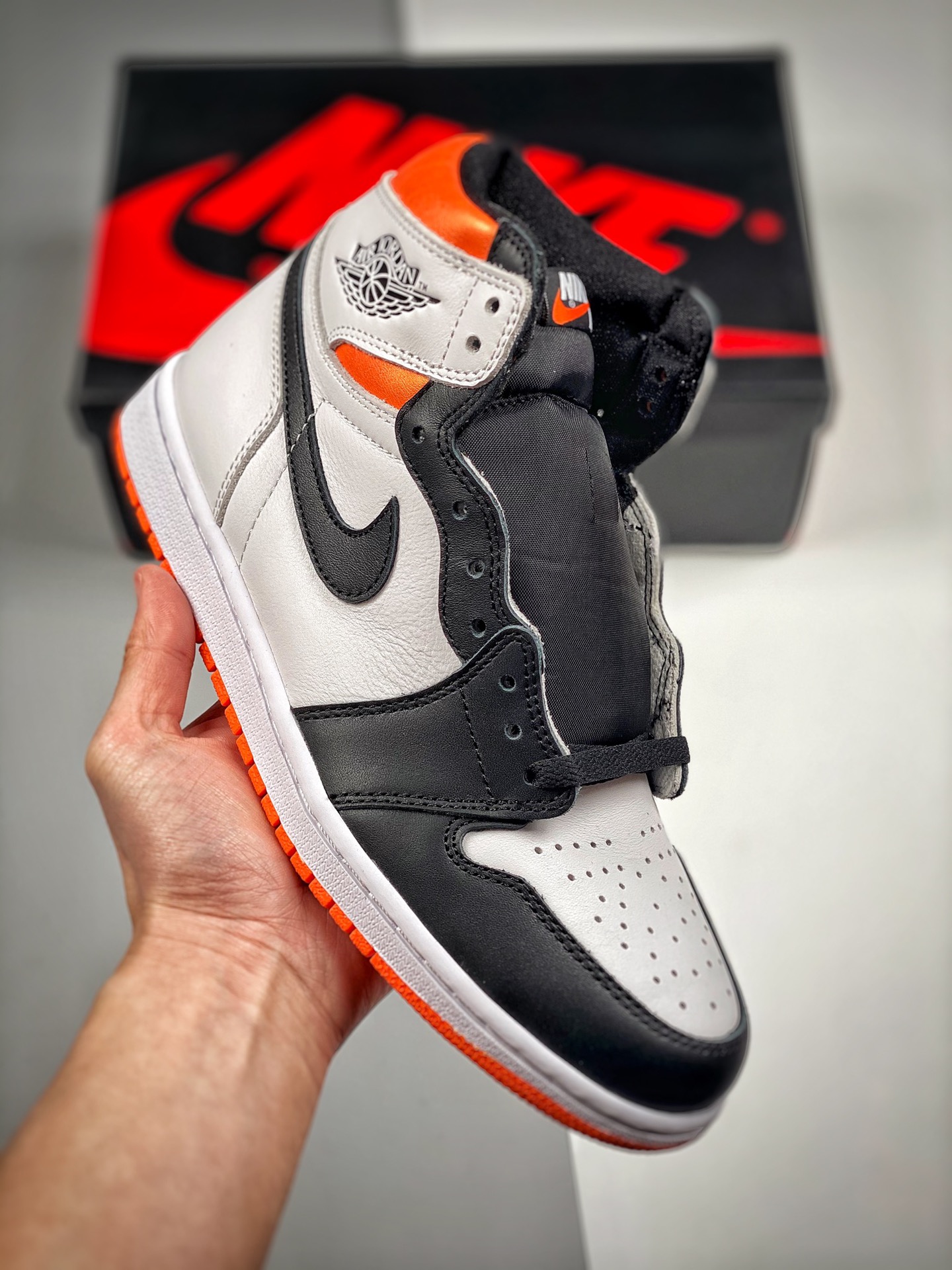 Air Jordan 1 “Obsidian” negro/blanco/naranja, producción original de fábrica grande, el techo de calidad en el mismo ra…