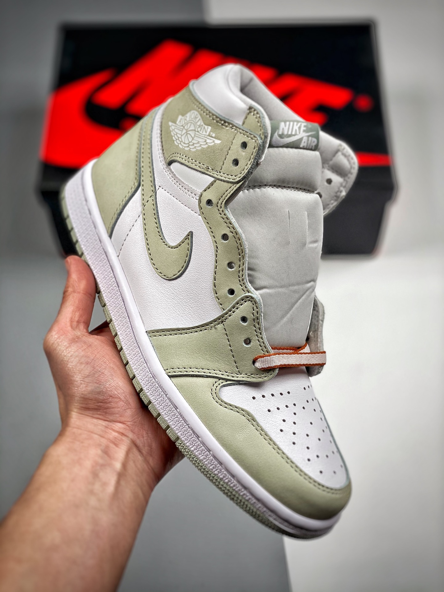 Air Jordan 1 “Obsidian” blanco/verde salvia, producción original de fábrica grande, el techo de calidad en el mismo ran…