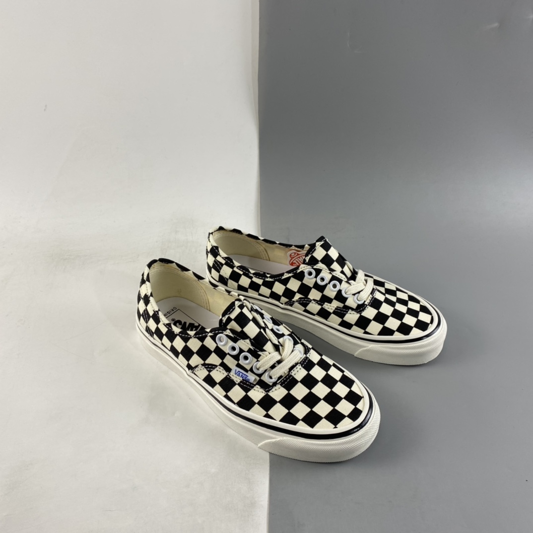 Vans Authentic 44 DX Anaheim black and white checkerboard canvas shoes VN0A38ENOAK