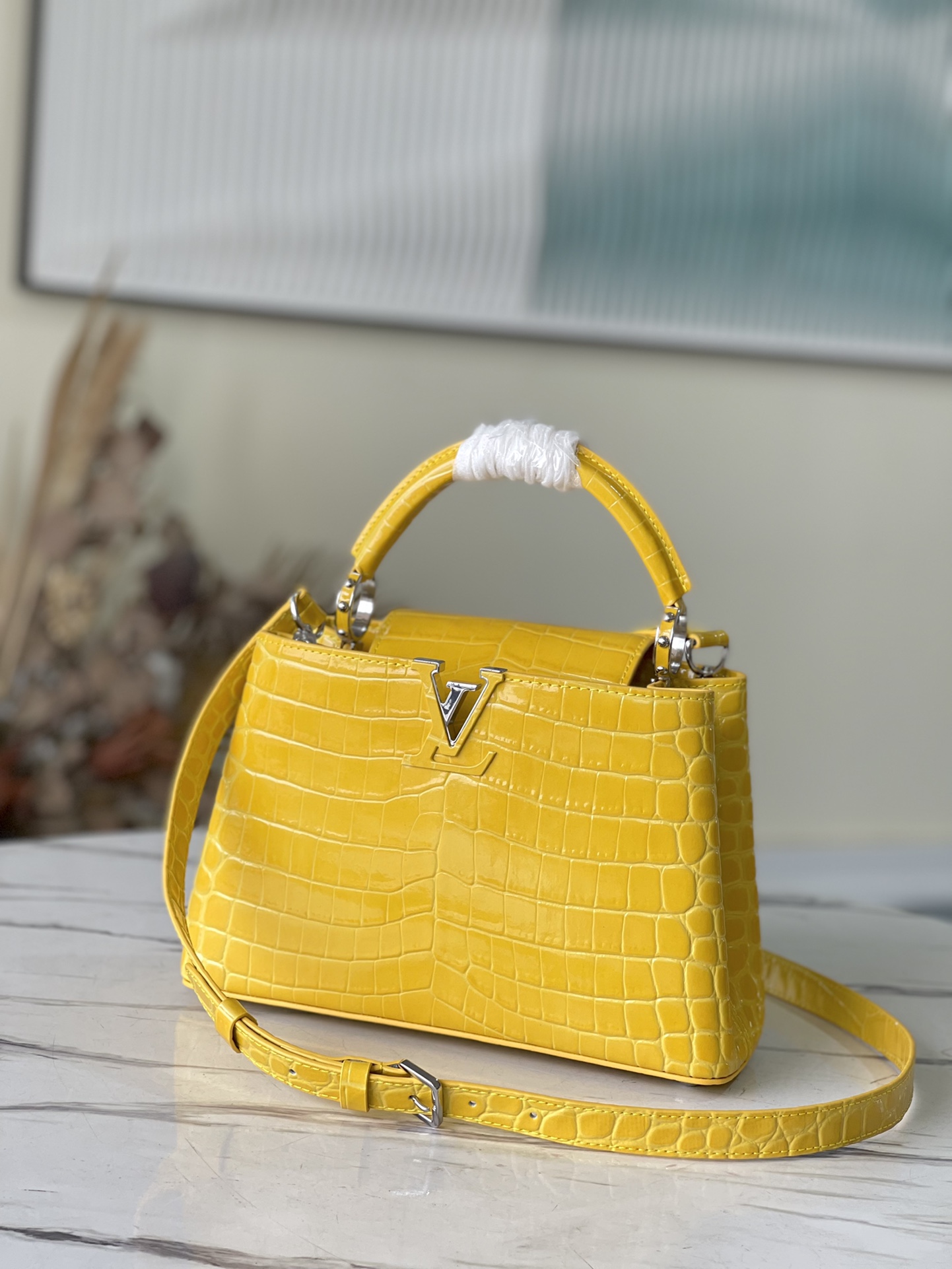 Louis Vuitton LV Capucines Bags Handbags Yellow Crocodile Leather Goat Skin Sheepskin N93163