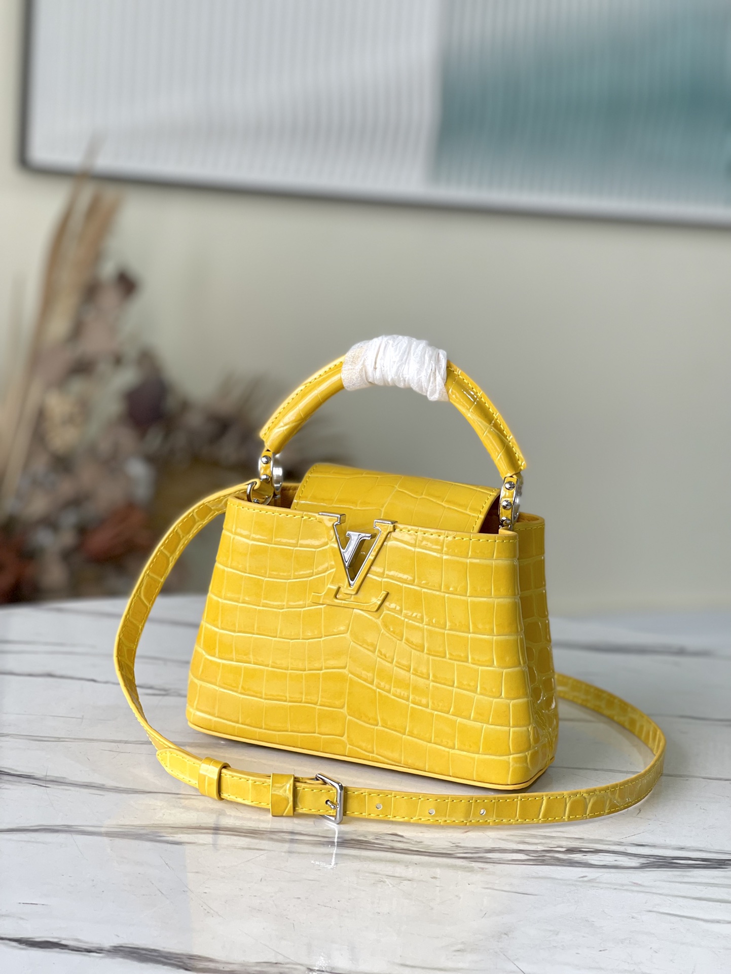 Top Designer replica
 Louis Vuitton LV Capucines Bags Handbags Yellow Crocodile Leather Goat Skin Sheepskin Mini N94227