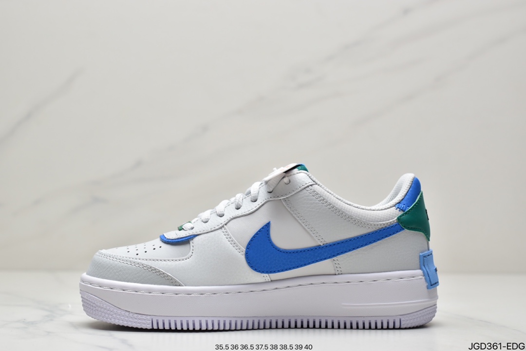 180 耐克Nike WMNS Air Force 1 Shadow 马卡龙空军一号轻量增高低帮百搭板鞋CI0919-100