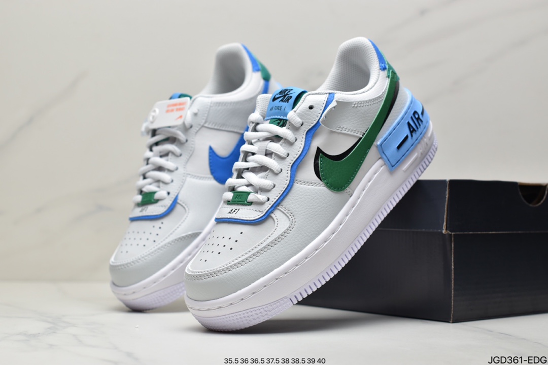 180 耐克Nike WMNS Air Force 1 Shadow 马卡龙空军一号轻量增高低帮百搭板鞋CI0919-100