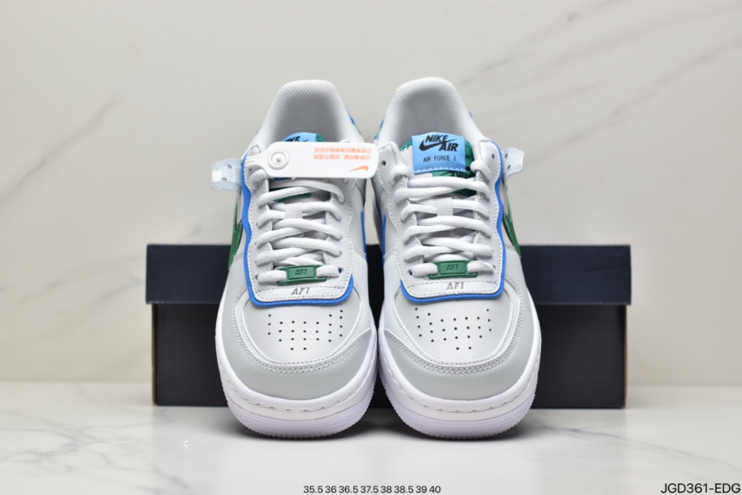 180 耐克Nike WMNS Air Force 1 Shadow 马卡龙空军一号轻量增高低帮百搭板鞋CI0919-100
