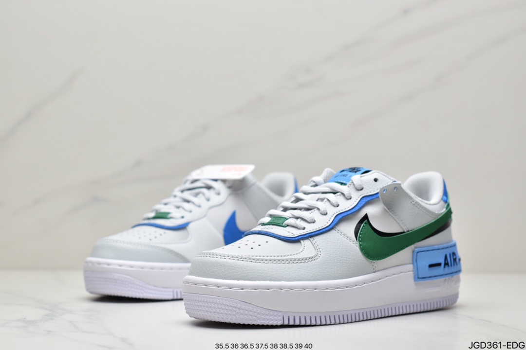 180 耐克Nike WMNS Air Force 1 Shadow 马卡龙空军一号轻量增高低帮百搭板鞋CI0919-100