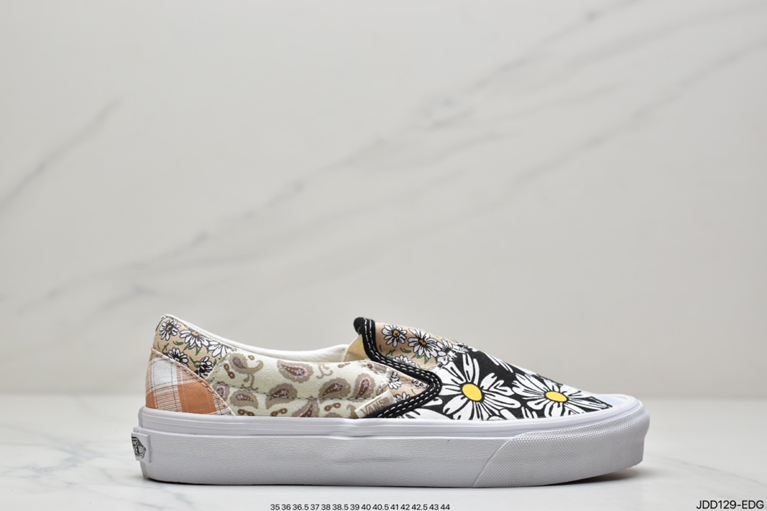 VANS Era retro limited cashew flower stitching asymmetric checkerboard retro canvas shoes