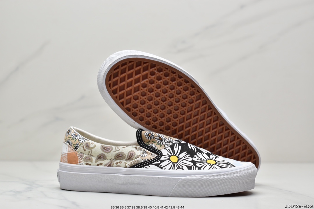 VANS Era retro limited cashew flower stitching asymmetric checkerboard retro canvas shoes