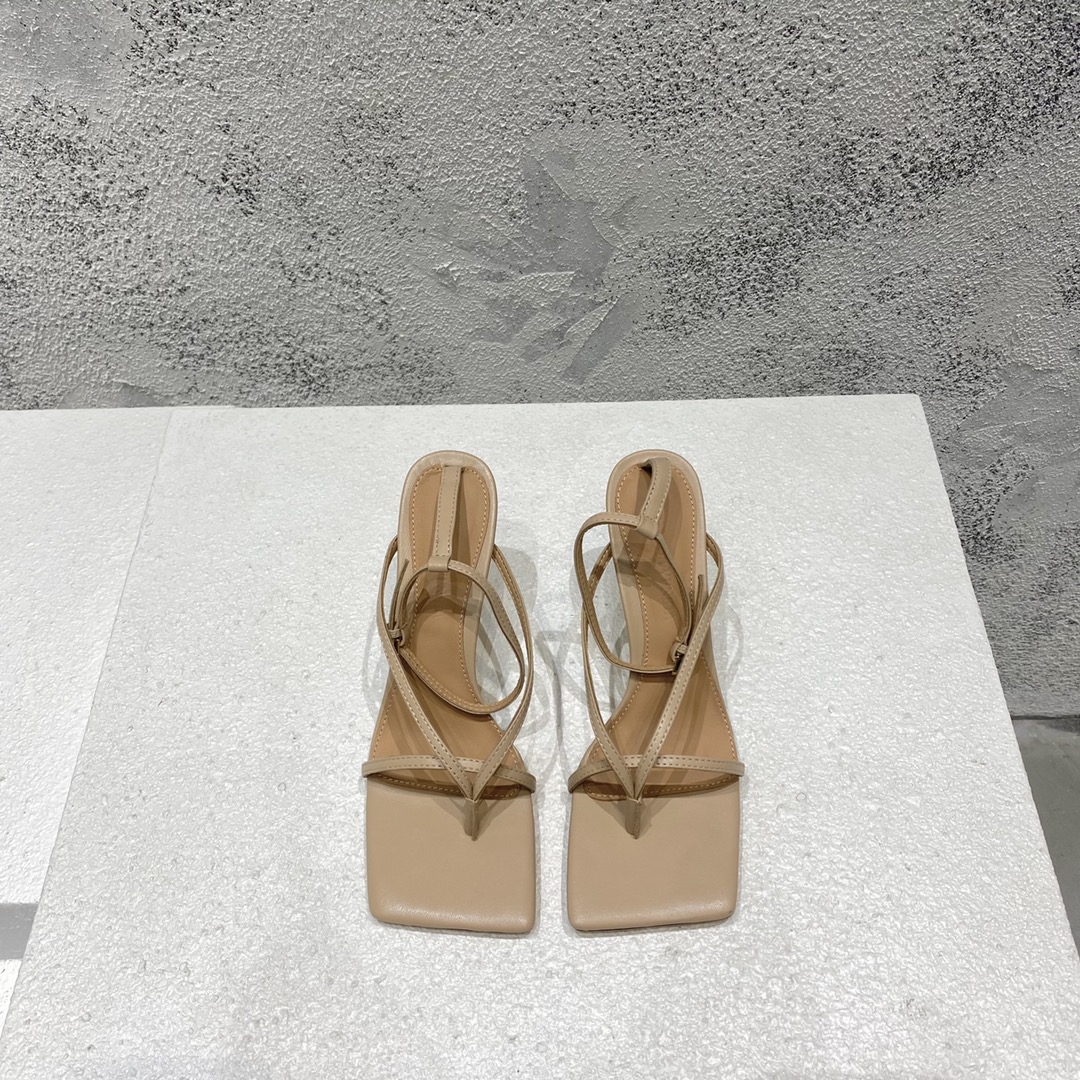Bottega Veneta High Heel Sandals Lambskin Square Toe Ankle Strap