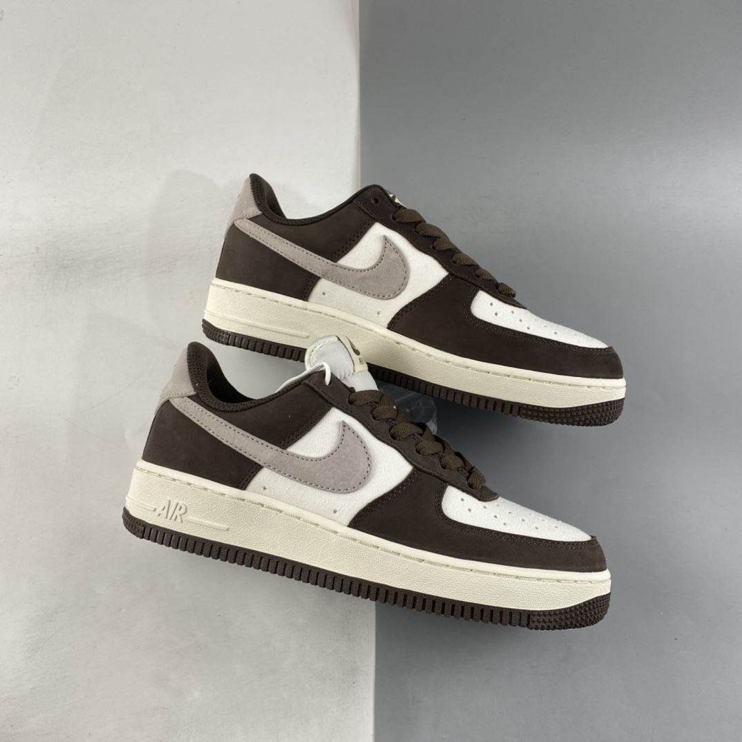 P240 NIKE Air Force 1’07 Low 白摩卡帆皮拼接休闲板鞋 NT9988-818