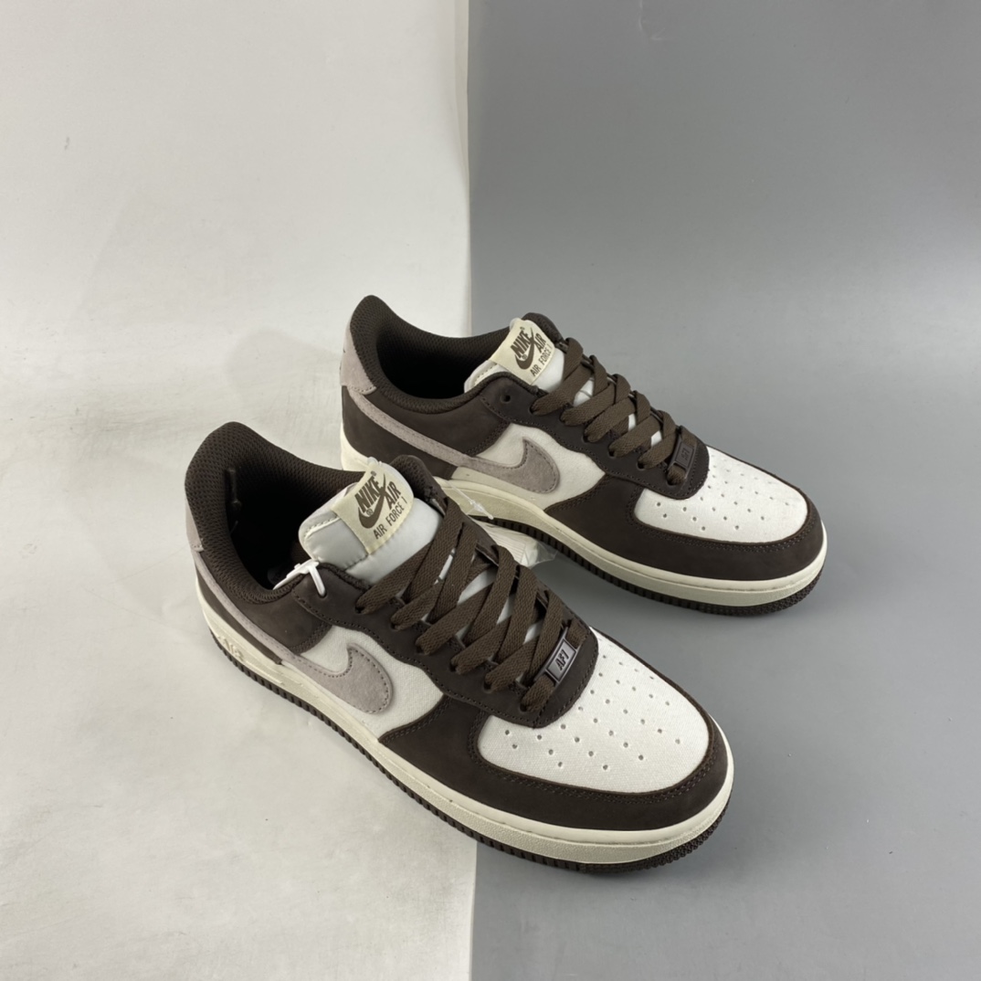 P240 NIKE Air Force 1’07 Low 白摩卡帆皮拼接休闲板鞋 NT9988-818