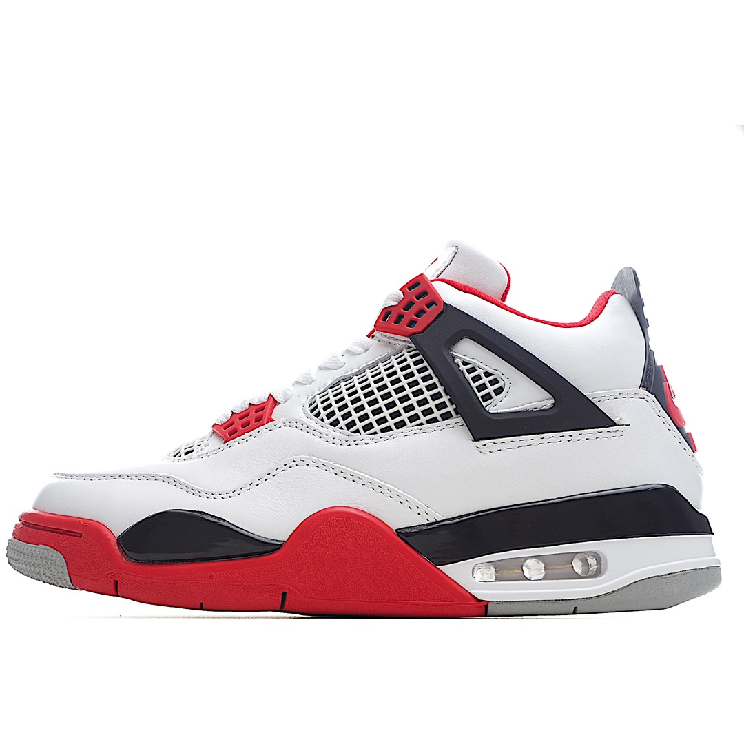 J5 原装级别 Air Jordan 4 Fire Red AJ4 乔4白红火焰红 DC77 F5 – G0 经典配色 原楦原纸板 确保原汁原味 完美呈现四代版型 内侧正确双色网格 原厂贝利皮料 正确格网工艺 原装大底 全方位一致匹配官方细节