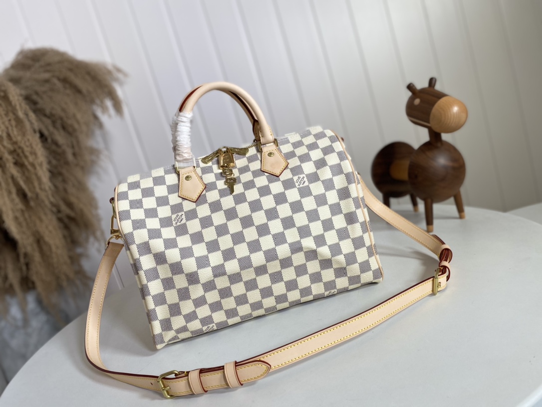 Louis Vuitton LV Speedy Bags Handbags White Damier Azur Canvas N41373