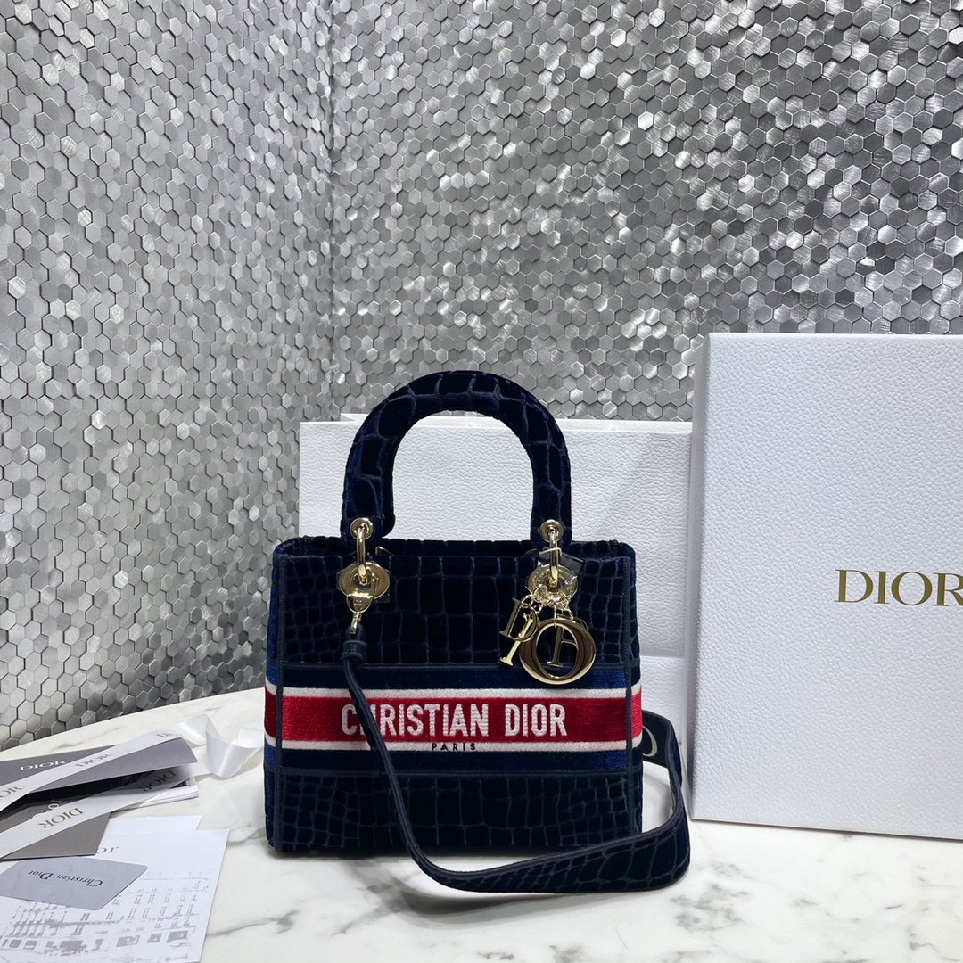 Dior Fashion
 Bags Handbags Blue Gold Embroidery Cotton Crocodile Leather Velvet Lady