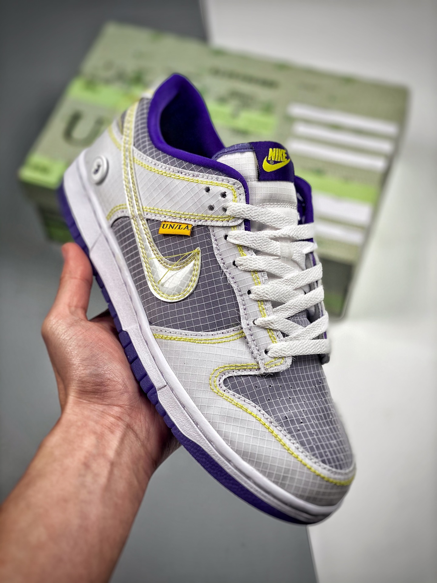 Union LA x Nike Dunk Low Gray/Purple This colorway takes a light purple base with light blue overlays and exposed orang…