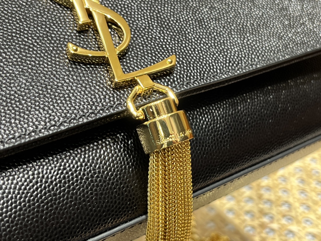YSL 𝑲𝒂𝒕𝒆 𝟮𝟰𝒄𝒎 鱼子酱流苏包 354119黑色/金扣