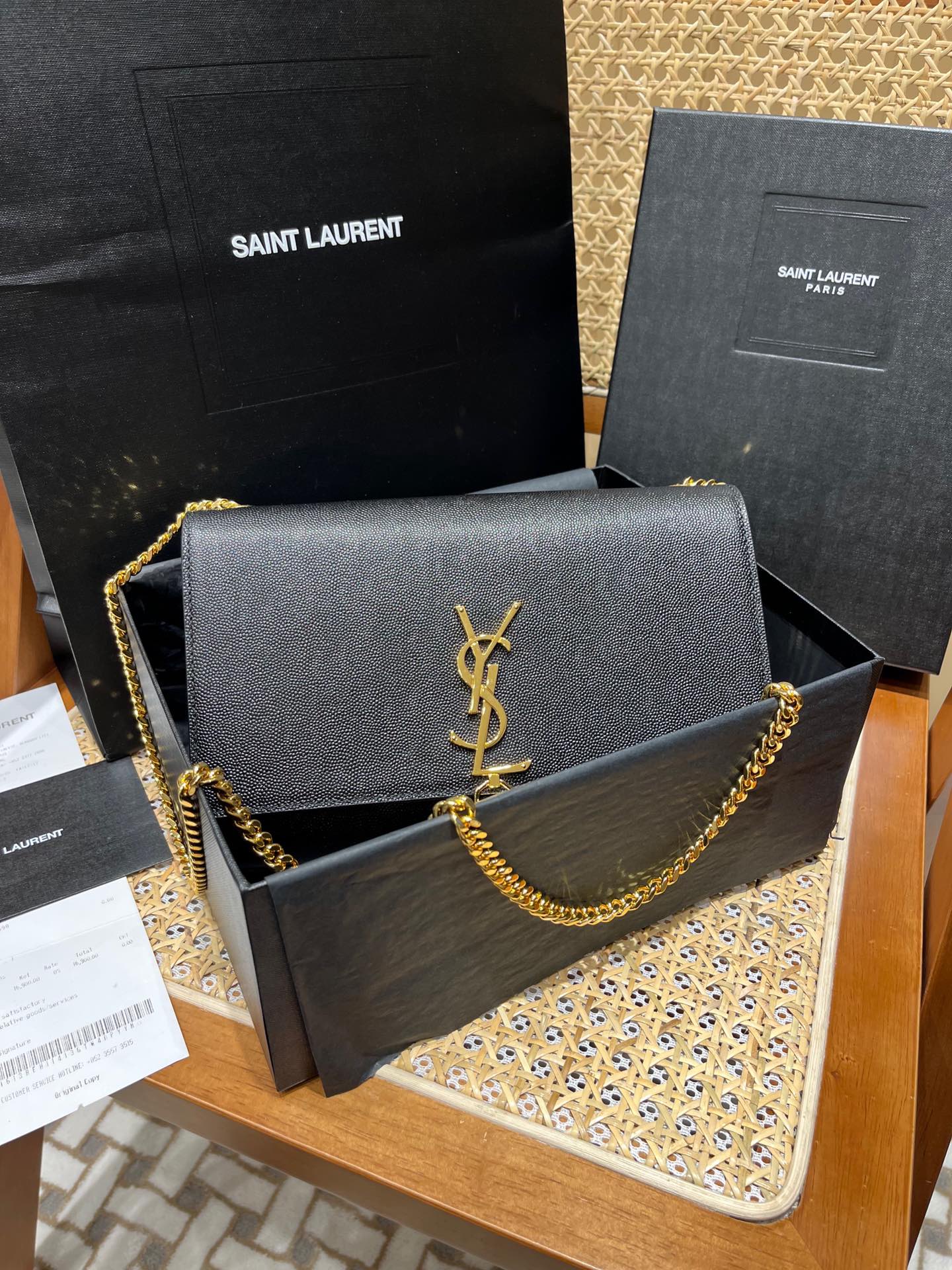 YSL 𝑲𝒂𝒕𝒆 𝟮𝟰𝒄𝒎 鱼子酱流苏包 354119黑色/金扣