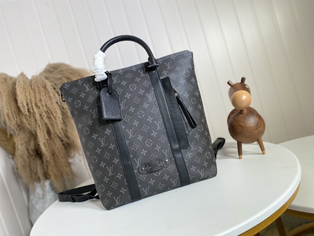 Louis Vuitton Backpack Handbags Tote Bags Black Men Monogram Canvas M45221