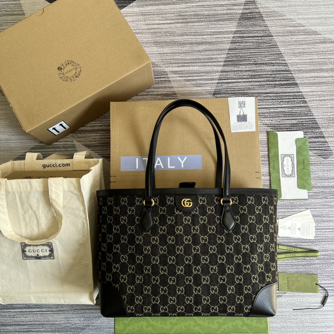 GUCCI Ophidia 购物袋 牛皮 GG防水面料 红绿织带