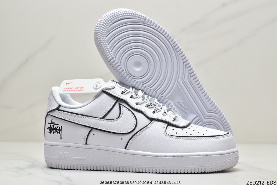 Nike Stussy x Air Force 1 '07 Black and White Original Last Original Cardboard BQ6425-109