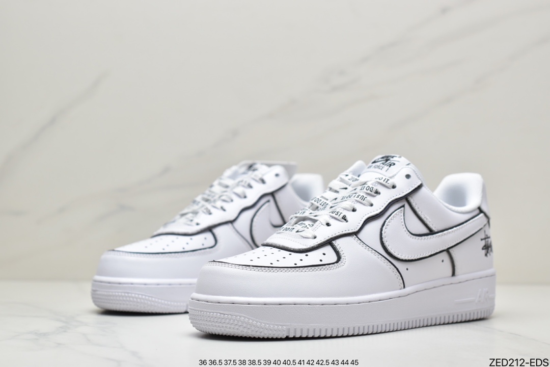 Nike Stussy x Air Force 1 '07 Black and White Original Last Original Cardboard BQ6425-109