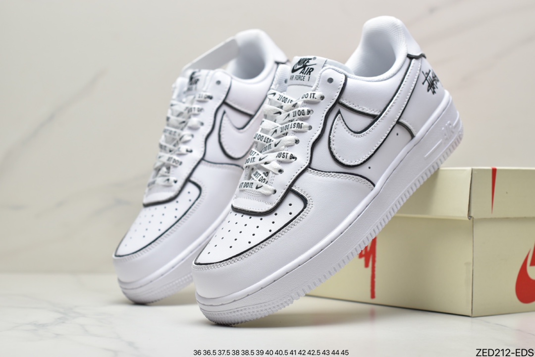 Nike Stussy x Air Force 1 '07 Black and White Original Last Original Cardboard BQ6425-109