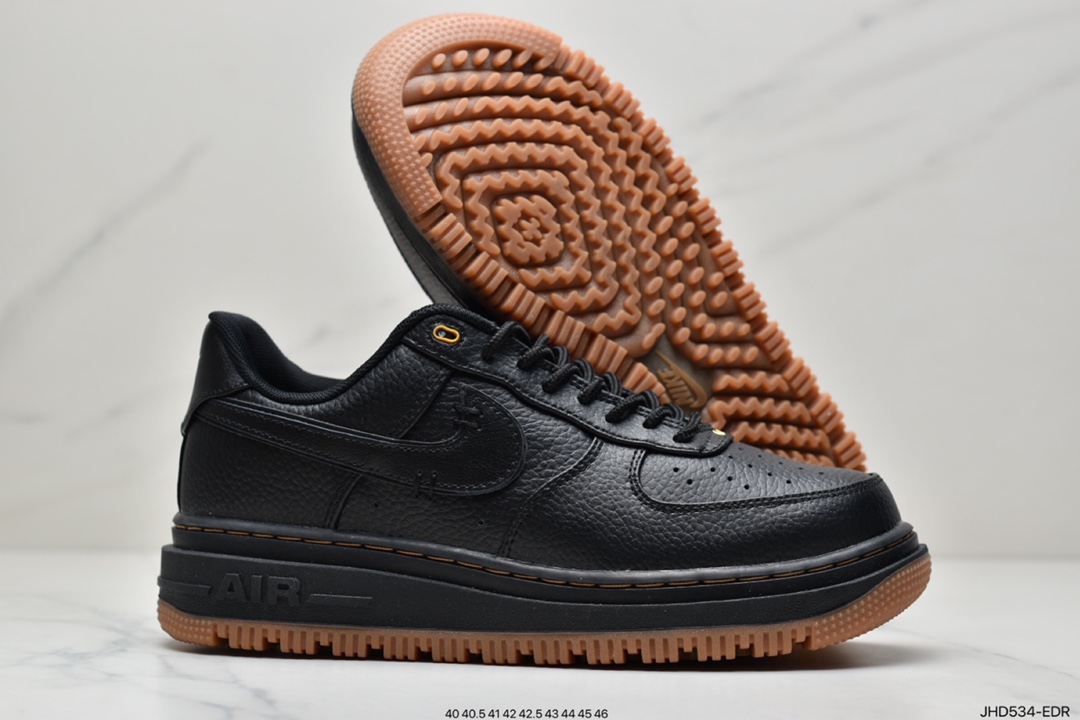 Nike Air Force 1 Low Luxe ”Black/Gum” Air Force One Sneakers DB4109