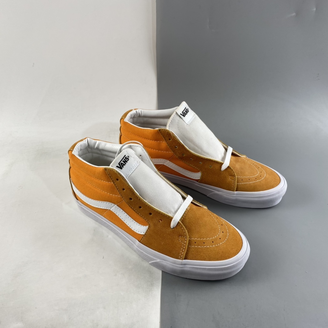 Vans Sk8-Mid Vans 2022 spring new orange soft water upper skateboard shoes VN0A3WM360C