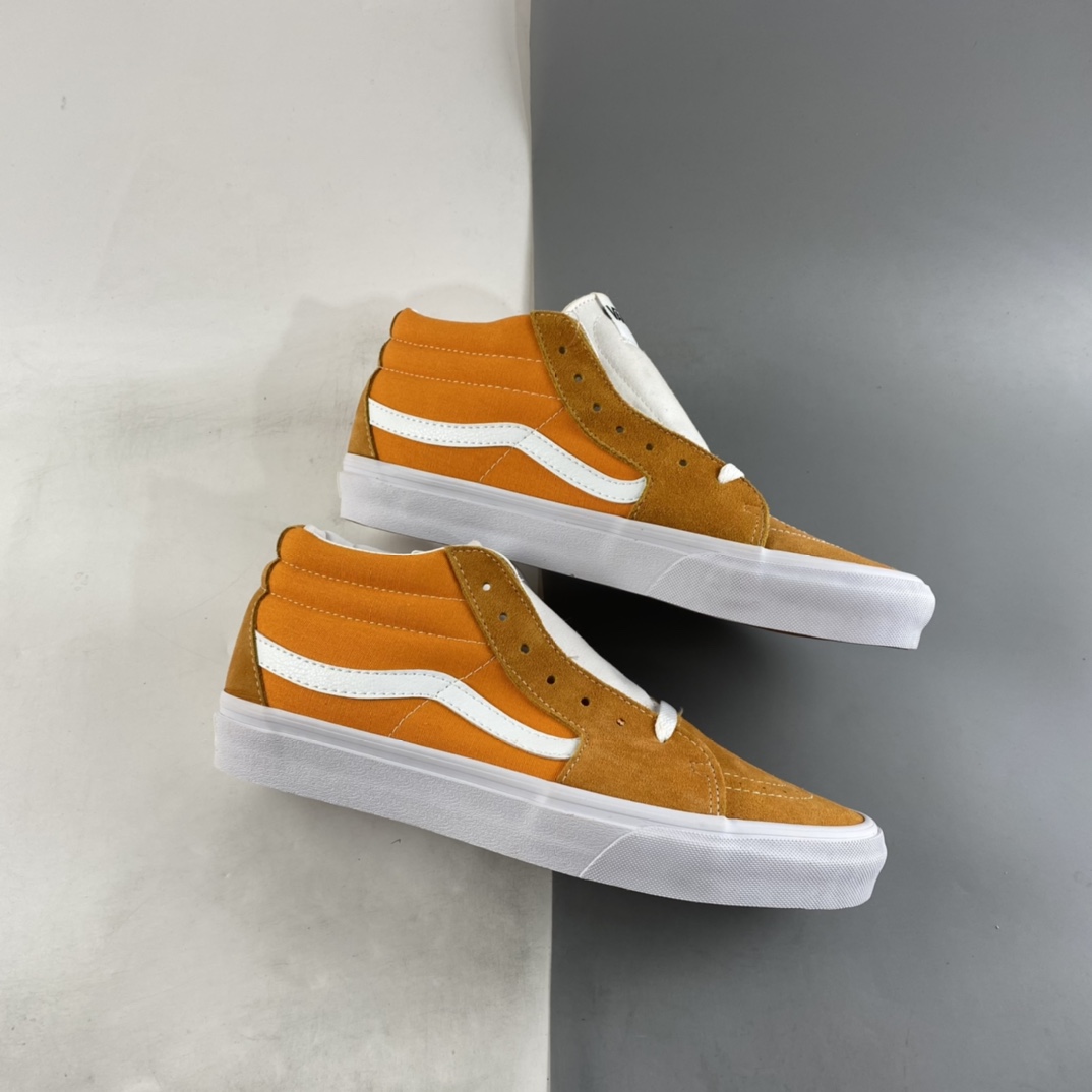 Vans Sk8-Mid Vans 2022 spring new orange soft water upper skateboard shoes VN0A3WM360C