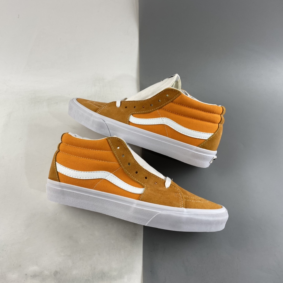 Vans Sk8-Mid Vans 2022 spring new orange soft water upper skateboard shoes VN0A3WM360C