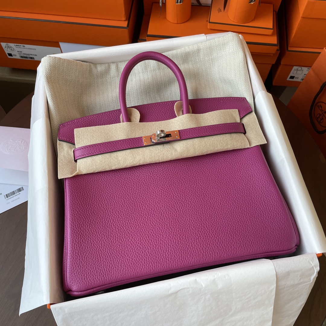 Hermes Birkin Bags Handbags Purple Rose Silver Hardware