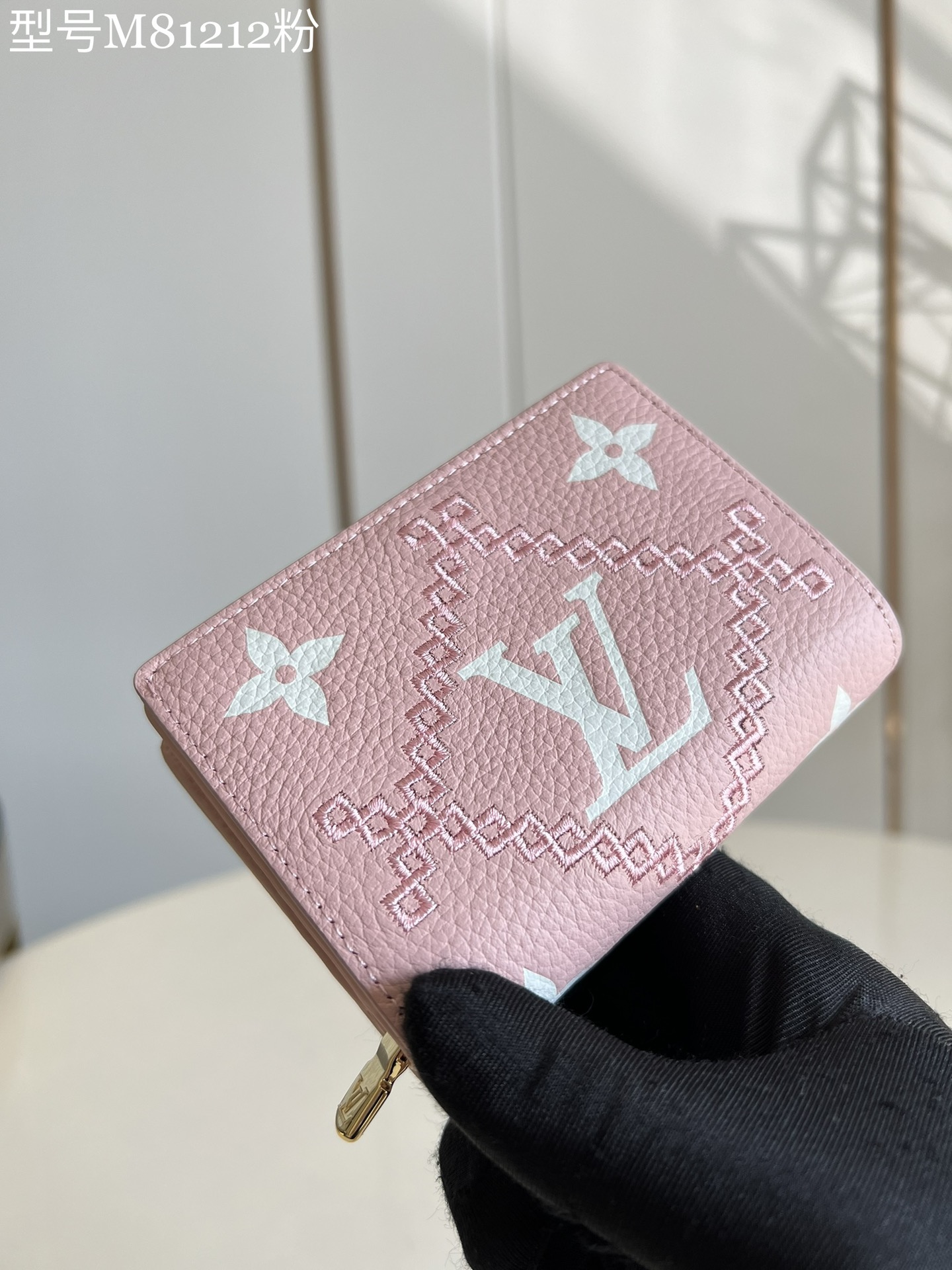 Louis Vuitton Wallet Pink Embroidery Empreinte​ Cowhide M81212