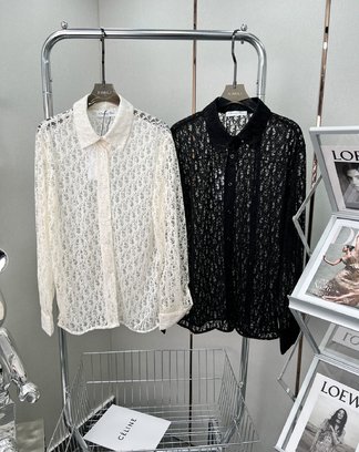 Dior Clothing Shirts & Blouses Apricot Color Black Openwork Summer Collection