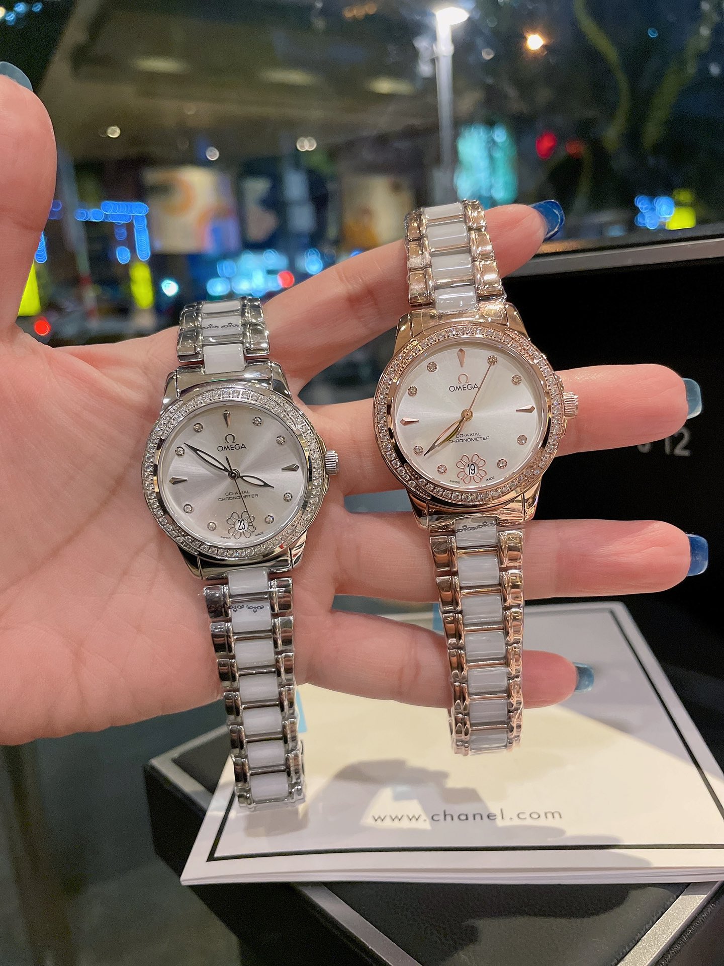 K5     欧米茄 Omega －OMEGA女装石英腕表进口石英3针机芯316L精钢镶钻表壳 蓝宝石玻璃镜面 真牛皮表带/陶瓷间精钢 直径35mm 厚度9mm