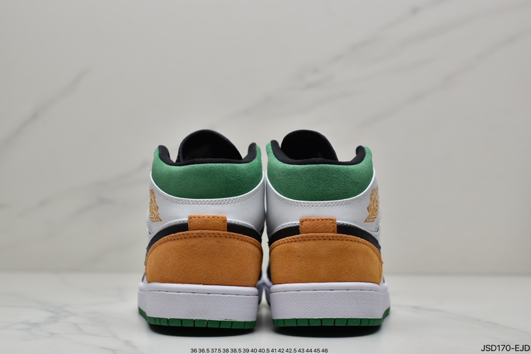 Air Jordan 1 Mid White Green Orange] Middle Help Series 852542-101