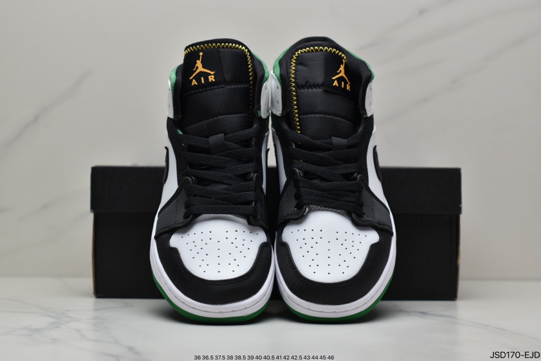 Air Jordan 1 Mid White Green Orange] Middle Help Series 852542-101