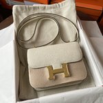 Hermes Constance Crossbody & Shoulder Bags White Gold Hardware Epsom Mini