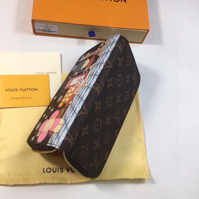 Close-up of leather texture on long zip wallet