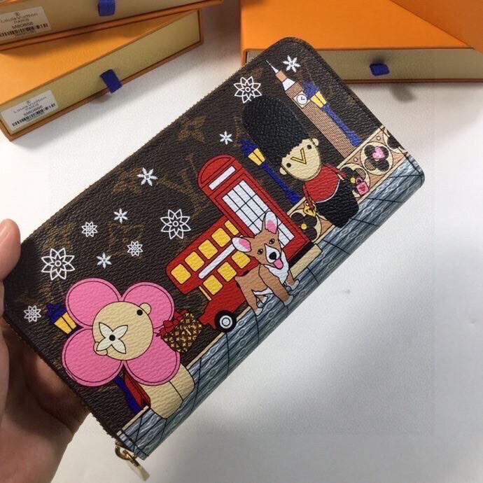 Close-up of coin pocket inside a long leather wallet